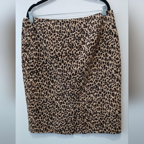 Talbots Jaquard Leopard Print Pencil Skirt Tan Brown Women's Size 14 - Picture 2 of 6